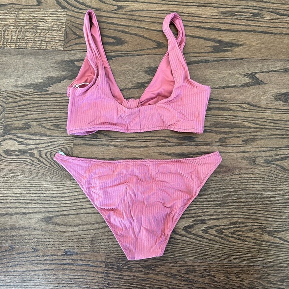 Tori Praver Ribbed Rose Bikini Set, Kaye Top & Marlowe Bottom, NWT - Picture 6 of 15